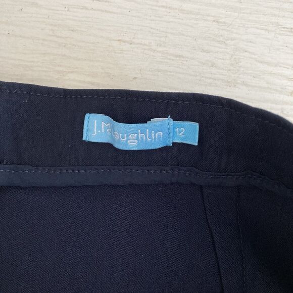 J. McLaughlin Winnie Skirt Size 12 Navy Blue Scalloped Accent Pencil Stretch - Picture 8 of 8